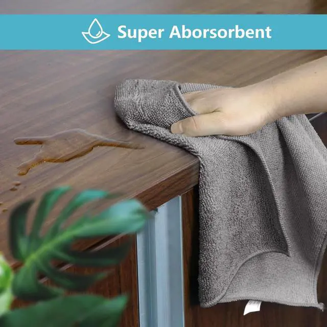 Alt view image 3 of 7 - HOMEXCEL 8PK Microfiber Cleaning Cloth, Cleaning Rags for Home, 11.5x11.5in | Reusable, Lint Free, Scratch-Free and Highly Absorbent Towels for Kitchen, Window and Glass, Cars, Grey