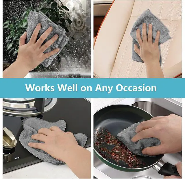 Alt view image 5 of 7 - HOMEXCEL 8PK Microfiber Cleaning Cloth, Cleaning Rags for Home, 11.5x11.5in | Reusable, Lint Free, Scratch-Free and Highly Absorbent Towels for Kitchen, Window and Glass, Cars, Grey