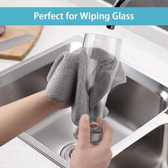 Alt view image 6 of 7 - HOMEXCEL 8PK Microfiber Cleaning Cloth, Cleaning Rags for Home, 11.5x11.5in | Reusable, Lint Free, Scratch-Free and Highly Absorbent Towels for Kitchen, Window and Glass, Cars, Grey