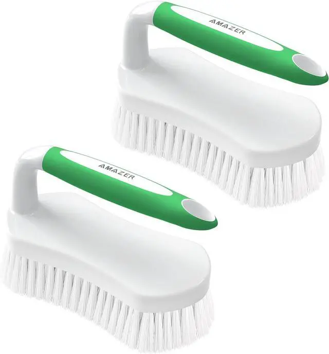 Main image of Amazer Scrub Brush for Cleaning Comfort Grip Shower Scrubber Stiff Bristles with Handle Heavy Duty Cleaner Brush for Tub Sink Carpet Floor - Pack of 2 (Green+Green)