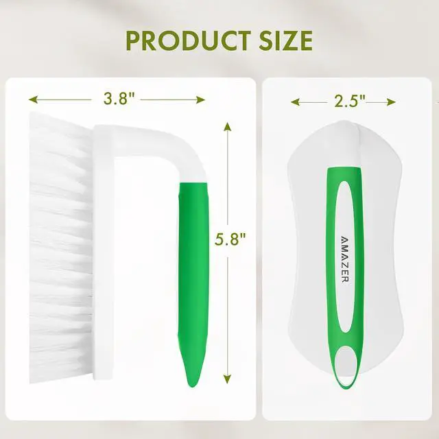 Alt view image 3 of 7 - Amazer Scrub Brush for Cleaning Comfort Grip Shower Scrubber Stiff Bristles with Handle Heavy Duty Cleaner Brush for Tub Sink Carpet Floor - Pack of 2 (Green+Green)