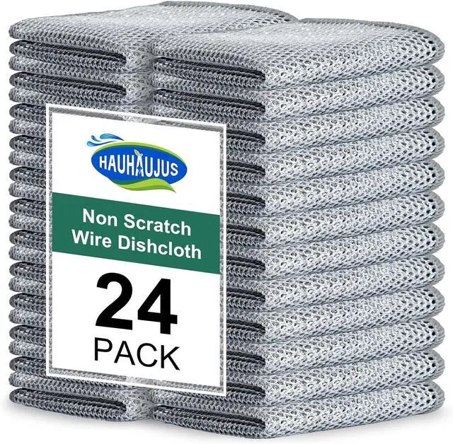 Main image of Cleaning Rags, Dish Scrubbers, Mesh Cleaning Cloths, 24 PCS (7.87X7.87) | Non-scratch, reusable, ample supply, cuts rust & grease, multipurpose