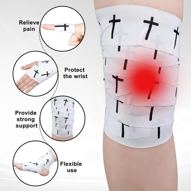 Alt view image 3 of 6 - MiniInflat 2 Pcs Christian Cross Athletic Tape,White,Crosses | 2in x 23ft Religious Sports Tape Christian Wrist Wrap for Soccer Football Baseball Church Team Gift