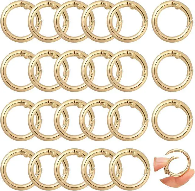 Main image of Round Carabiner Clip Bulk 20pcs 1.3 Inch Gold Circle Carabiner Key Ring Clips Spring O Rings Clips for Bag Charm Keychain Lanyard Crochet Plush Toys (Gold, 1.3 Inch)
