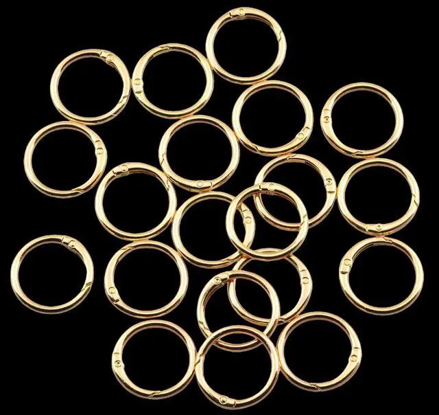 Alt view image 2 of 7 - Round Carabiner Clip Bulk 20pcs 1.3 Inch Gold Circle Carabiner Key Ring Clips Spring O Rings Clips for Bag Charm Keychain Lanyard Crochet Plush Toys (Gold, 1.3 Inch)
