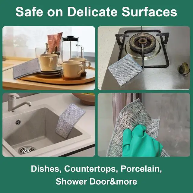 Alt view image 6 of 7 - Cleaning Rags, Dish Scrubbers, Mesh Cleaning Cloths, 24 PCS (7.87X7.87) | Non-scratch, reusable, ample supply, cuts rust & grease, multipurpose