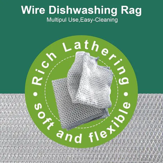 Alt view image 7 of 7 - Cleaning Rags, Dish Scrubbers, Mesh Cleaning Cloths, 24 PCS (7.87X7.87) | Non-scratch, reusable, ample supply, cuts rust & grease, multipurpose