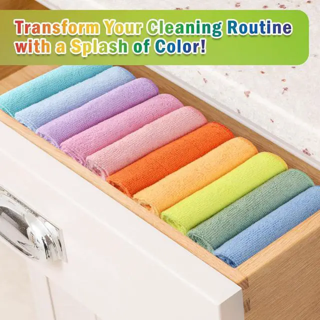 Alt view image 3 of 7 - AIDEA Microfiber Cleaning Cloth, 10PK, Cleaning Rags, 11.5"×11.5" | Microfiber Towels for Cars, Lint Free Cloth, Dusting Cloth for Home, Window, Cleaning Supplies