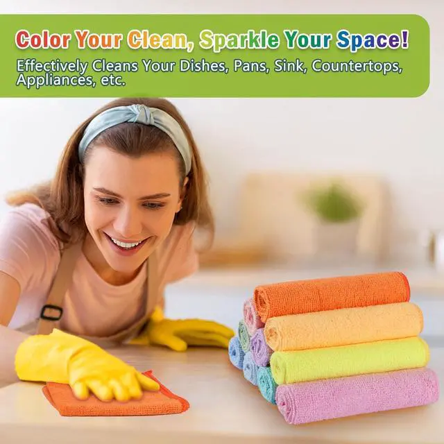 Alt view image 4 of 7 - AIDEA Microfiber Cleaning Cloth, 10PK, Cleaning Rags, 11.5"×11.5" | Microfiber Towels for Cars, Lint Free Cloth, Dusting Cloth for Home, Window, Cleaning Supplies