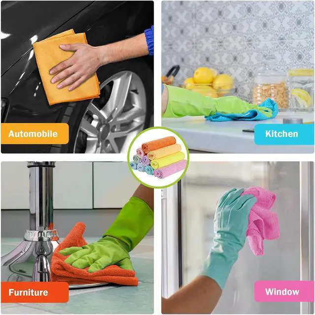 Alt view image 5 of 7 - AIDEA Microfiber Cleaning Cloth, 10PK, Cleaning Rags, 11.5"×11.5" | Microfiber Towels for Cars, Lint Free Cloth, Dusting Cloth for Home, Window, Cleaning Supplies