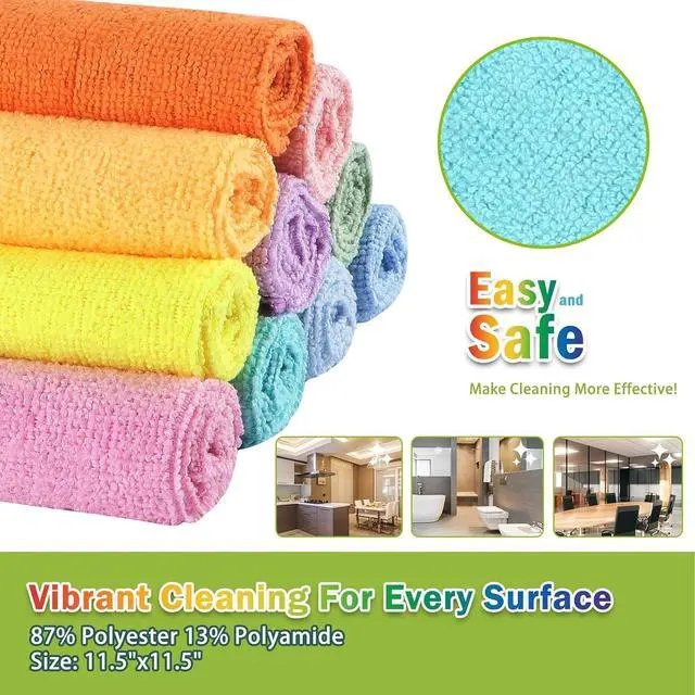 Alt view image 6 of 7 - AIDEA Microfiber Cleaning Cloth, 10PK, Cleaning Rags, 11.5"×11.5" | Microfiber Towels for Cars, Lint Free Cloth, Dusting Cloth for Home, Window, Cleaning Supplies