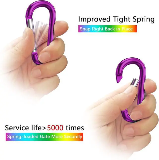 Alt view image 3 of 6 - sprookber 3" Aluminum Carabiner D Ring, Caribeener Clips, Spring Snap Hook for Keychain Clip, Set of 10