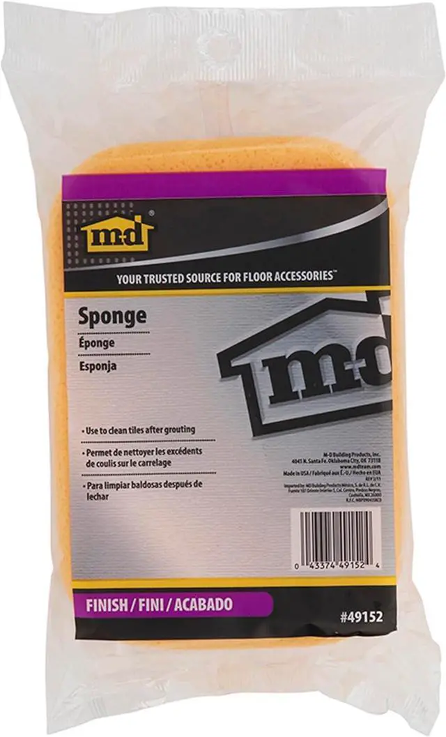 Alt view image 2 of 3 - M-D Building Grout Sponge, Tile Cleaning Tool, Orange/Yellow, 5in x 7-1/2in | Polyethylene PUR Foam, Rounded Corners, Highly Absorbent, Scrubs Tough Grout, Removes Tile Haze, Wet Cleanup
