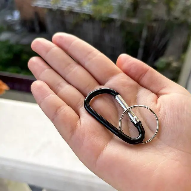 Alt view image 6 of 7 - 30PCS Aluminum Carabiner Clips, 2" D Shape Spring Snap Hooks Carabiner with 30PCS Keyring Keychain Hook