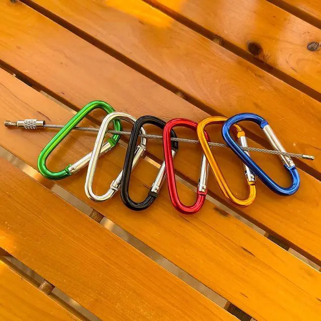Alt view image 7 of 7 - 30PCS Aluminum Carabiner Clips, 2" D Shape Spring Snap Hooks Carabiner with 30PCS Keyring Keychain Hook