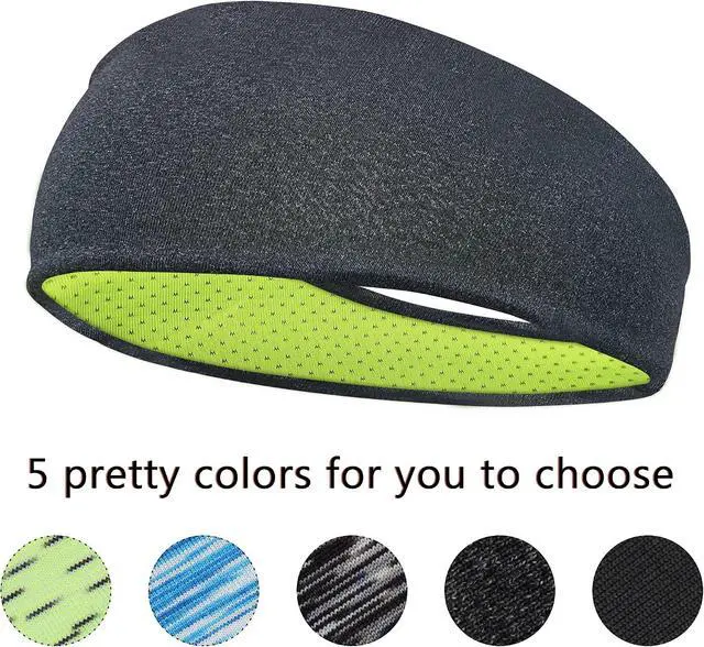 Alt view image 2 of 7 - 5 Pack Sports Headband for Men, Breathable Mesh Design, Reused & Washed Mens Headband Sweat Bands for Running Yoga Fitness Workout