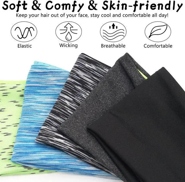 Alt view image 3 of 7 - 5 Pack Sports Headband for Men, Breathable Mesh Design, Reused & Washed Mens Headband Sweat Bands for Running Yoga Fitness Workout