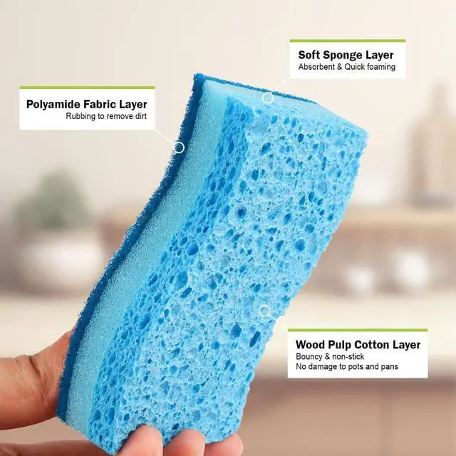 Alt view image 3 of 7 - AIDEA Sponges Kitchen, 6Count, Non-Scratch Scrub Sponge, Sponge for Dishes | Kitchen Sponges for Non-Stick Cookware, Cleans Fast Without Scratching, Cleaning Power for Kitchen, Bathroom, Household