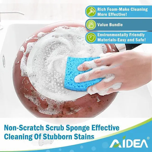 Alt view image 7 of 7 - AIDEA Sponges Kitchen, 6Count, Non-Scratch Scrub Sponge, Sponge for Dishes | Kitchen Sponges for Non-Stick Cookware, Cleans Fast Without Scratching, Cleaning Power for Kitchen, Bathroom, Household