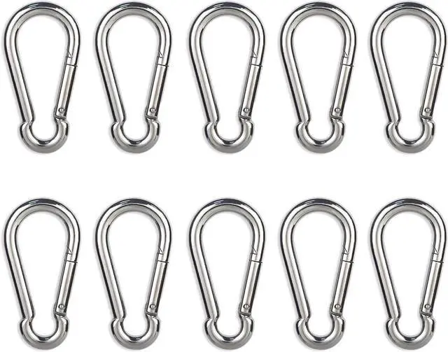 Main image of 10PCS 2.36" Stainless Steel Carabiner Clip, 270-lb WLL Snap Hook.