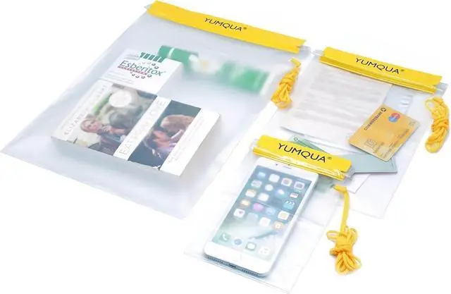 Main image of YUMQUA Waterproof Pouch Dry Bags Document Map Holder for Water Sport 3PACK | Clear Waterproof Bag, Screen touch Water Proof Water Tight Case Keep Phone/Tablet/Passport Dry for Kayaking Boating Fishing