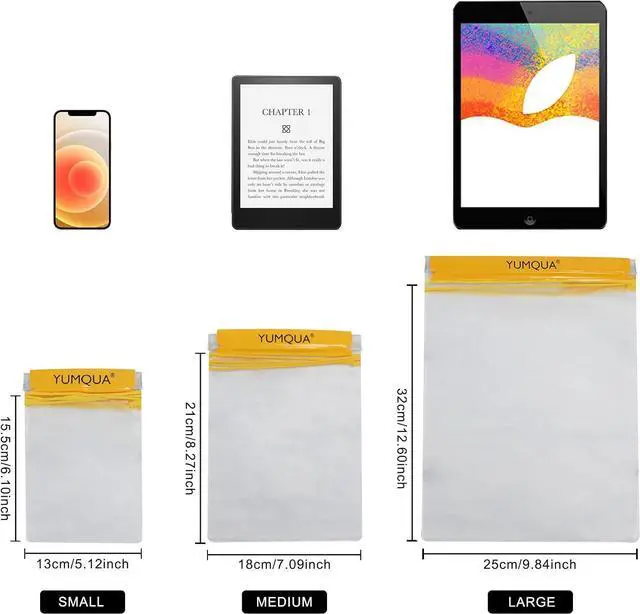 Alt view image 2 of 7 - YUMQUA Waterproof Pouch Dry Bags Document Map Holder for Water Sport 3PACK | Clear Waterproof Bag, Screen touch Water Proof Water Tight Case Keep Phone/Tablet/Passport Dry for Kayaking Boating Fishing