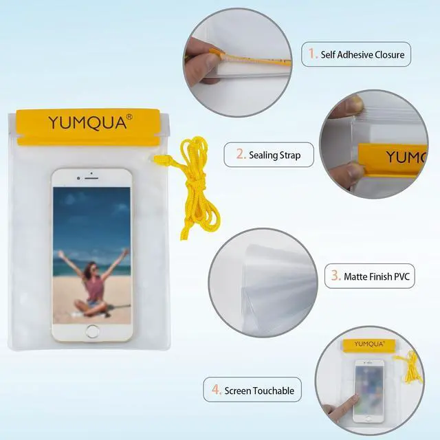 Alt view image 4 of 7 - YUMQUA Waterproof Pouch Dry Bags Document Map Holder for Water Sport 3PACK | Clear Waterproof Bag, Screen touch Water Proof Water Tight Case Keep Phone/Tablet/Passport Dry for Kayaking Boating Fishing