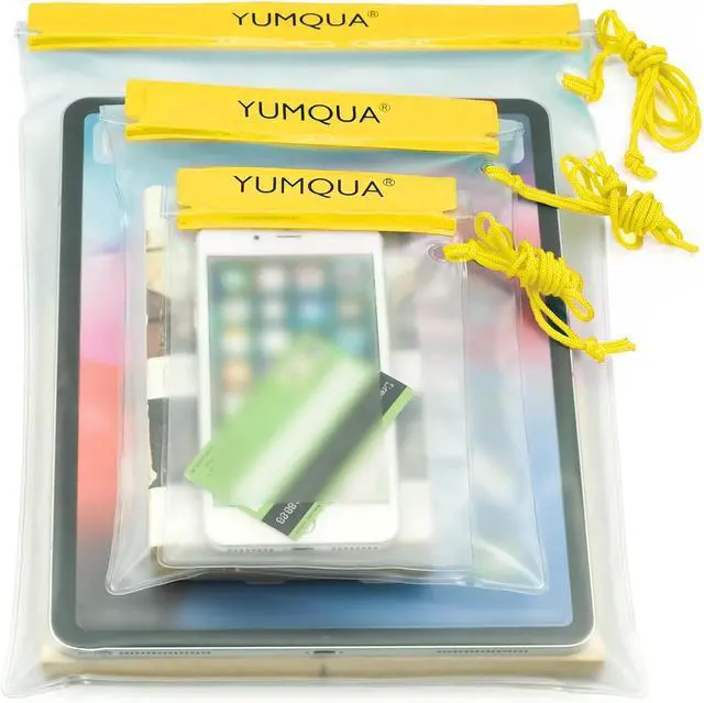 Alt view image 6 of 7 - YUMQUA Waterproof Pouch Dry Bags Document Map Holder for Water Sport 3PACK | Clear Waterproof Bag, Screen touch Water Proof Water Tight Case Keep Phone/Tablet/Passport Dry for Kayaking Boating Fishing
