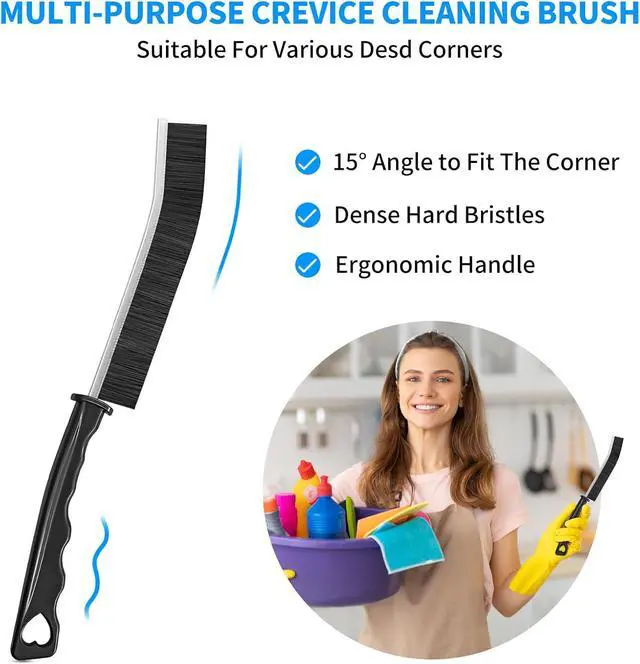 Alt view image 2 of 7 - 4TH Multi-Purpose Hard Bristle Crevice Cleaning Brush -Deep Reach Gap Cleaning Tool for Household Use -Versatile, Durable, Thin Brush to Clean Tight Spaces -4 Pcs, Black