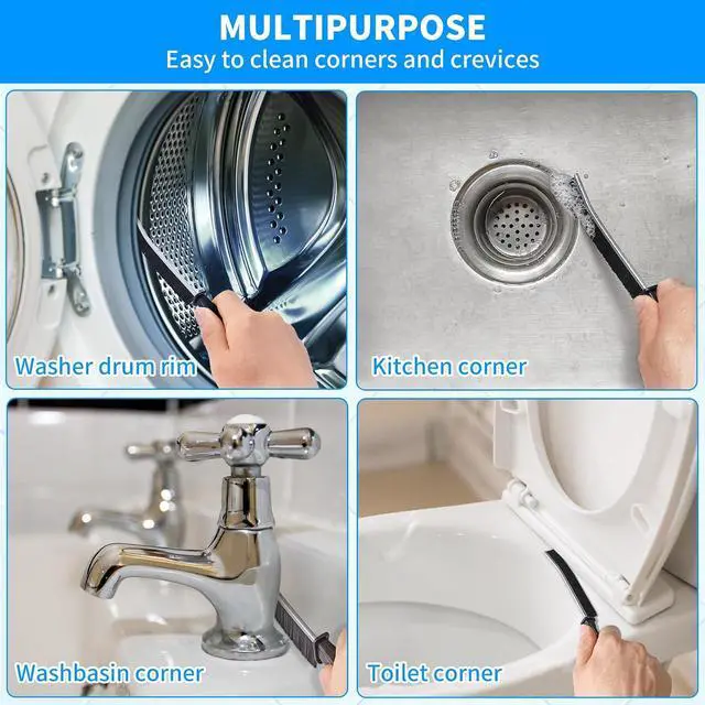 Alt view image 5 of 7 - 4TH Multi-Purpose Hard Bristle Crevice Cleaning Brush -Deep Reach Gap Cleaning Tool for Household Use -Versatile, Durable, Thin Brush to Clean Tight Spaces -4 Pcs, Black