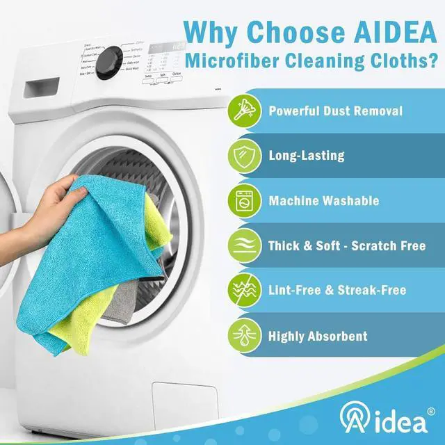 Alt view image 3 of 7 - AIDEA Microfiber Cleaning Cloth-8PK, Microfiber Towels for Cars 12"x16" | Soft Absorbent Cleaning Rags, Reusable Microfiber Towel Lint-Free Streak-Free for House, Kitchen, Window Multicolor