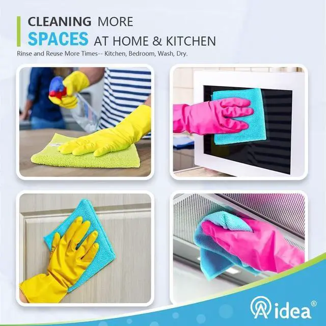 Alt view image 7 of 7 - AIDEA Microfiber Cleaning Cloth-8PK, Microfiber Towels for Cars 12"x16" | Soft Absorbent Cleaning Rags, Reusable Microfiber Towel Lint-Free Streak-Free for House, Kitchen, Window Multicolor