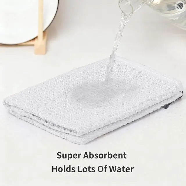 Alt view image 5 of 7 - Cotton Dish Cloths 6 Pack,12x12 Inch Super Absorbent, Quick-Dry & Reusable Kitchen Cleaning Cloths, Lint-Free Washable Towels for Dishes, Glass & Household Use(White)