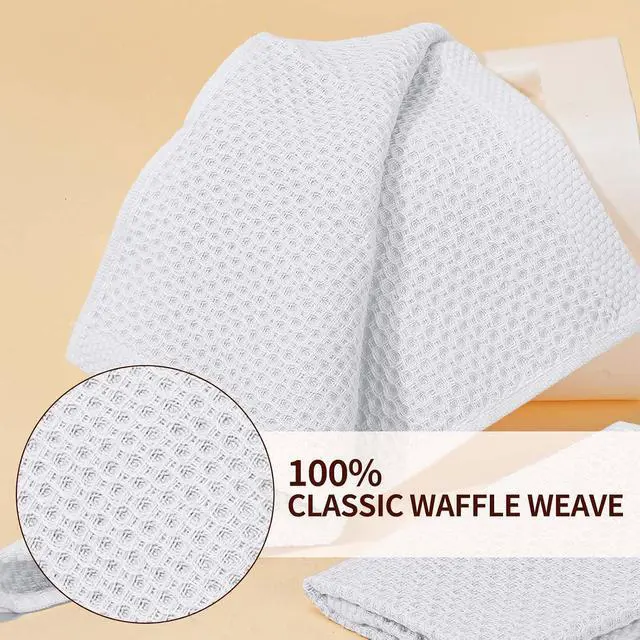 Alt view image 3 of 7 - Cotton Dish Cloths 6 Pack,12x12 Inch Super Absorbent, Quick-Dry & Reusable Kitchen Cleaning Cloths, Lint-Free Washable Towels for Dishes, Glass & Household Use(White)