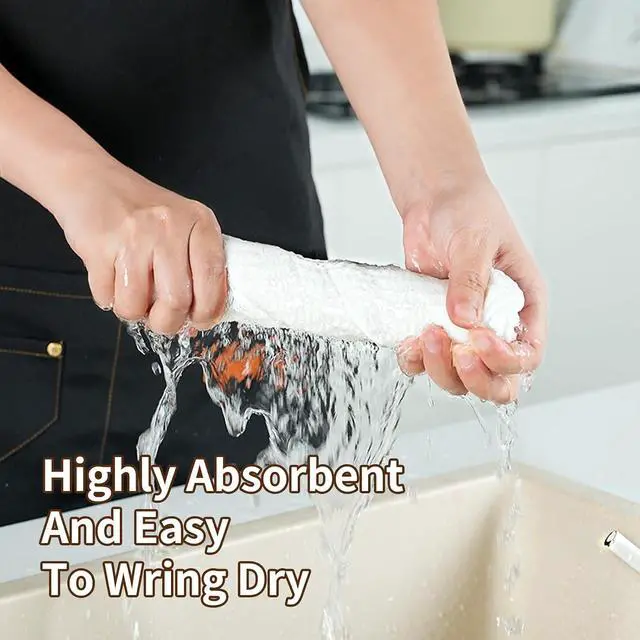 Alt view image 4 of 7 - Cotton Dish Cloths 6 Pack,12x12 Inch Super Absorbent, Quick-Dry & Reusable Kitchen Cleaning Cloths, Lint-Free Washable Towels for Dishes, Glass & Household Use(White)