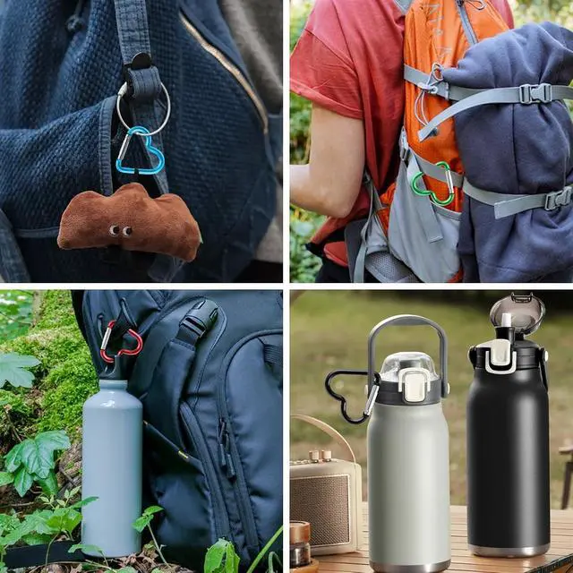 Alt view image 7 of 7 - Ouligay 10pcs Cute Heart Shaped Carabiner Star Carabiner Heart Shaped Backpack Clips Key Ring Clip Heart Keychain Clip for Dog Leash Water Bottle Holder Snap Clips Keys