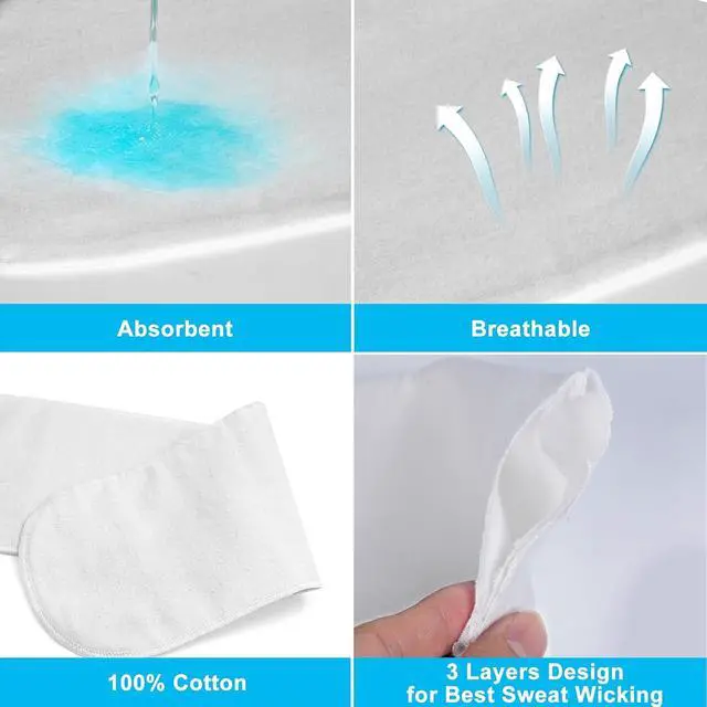 Alt view image 2 of 7 - KimYoung 100% Cotton Skin Fold Pads, Bra & Tummy Sweat Liners 3 Pack