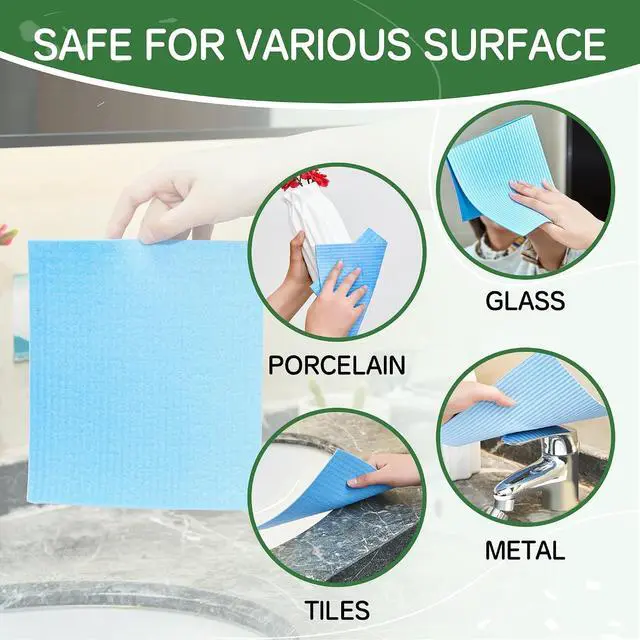 Alt view image 3 of 7 - Swedish Dishcloths for Kitchen 10 Pack, Blue Cellulose Sponge Cloths of Reusable Dish Cloths for Cleaning,Super Absorbent Dish Towels for Washing Dishes