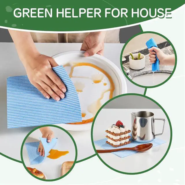 Alt view image 4 of 7 - Swedish Dishcloths for Kitchen 10 Pack, Blue Cellulose Sponge Cloths of Reusable Dish Cloths for Cleaning,Super Absorbent Dish Towels for Washing Dishes