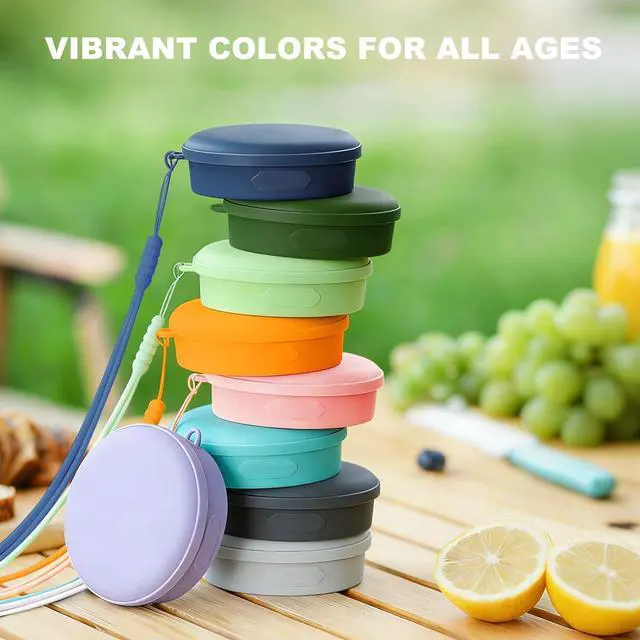 Alt view image 7 of 7 - Collapsible Travel Cup, Foldable Water Cup with Lid, for Travel | BPA-Free Silicone Cups, Reusable Lightweight Drinking Cups for Camping, Travel, Airports, Hotel