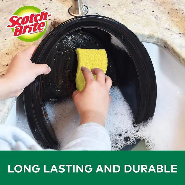 Alt view image 5 of 7 - Scotch-Brite MMMHD3 Heavy Duty Scrub Sponge, Yellow & Green, 3 Per Pack