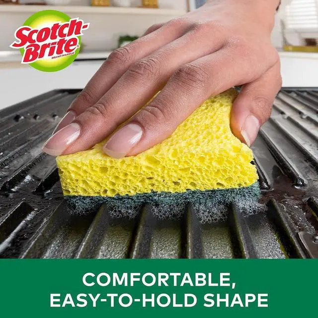 Alt view image 7 of 7 - Scotch-Brite MMMHD3 Heavy Duty Scrub Sponge, Yellow & Green, 3 Per Pack