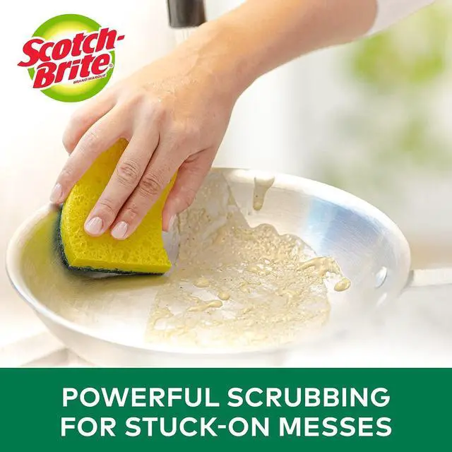 Alt view image 4 of 7 - Scotch-Brite MMMHD3 Heavy Duty Scrub Sponge, Yellow & Green, 3 Per Pack