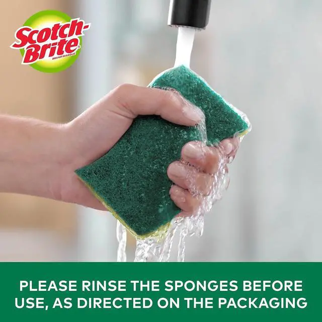 Alt view image 3 of 7 - Scotch-Brite MMMHD3 Heavy Duty Scrub Sponge, Yellow & Green, 3 Per Pack
