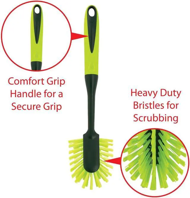 Alt view image 3 of 6 - Pine-Sol Long Handle Dish Brush Heavy Duty Bristle Kitchen Scrubber, Safe with Non-Stick Cookware