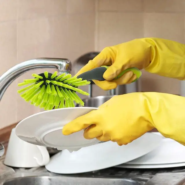 Alt view image 2 of 6 - Pine-Sol Long Handle Dish Brush Heavy Duty Bristle Kitchen Scrubber, Safe with Non-Stick Cookware