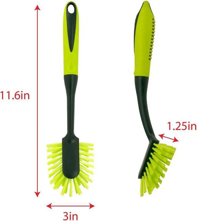 Alt view image 4 of 6 - Pine-Sol Long Handle Dish Brush Heavy Duty Bristle Kitchen Scrubber, Safe with Non-Stick Cookware