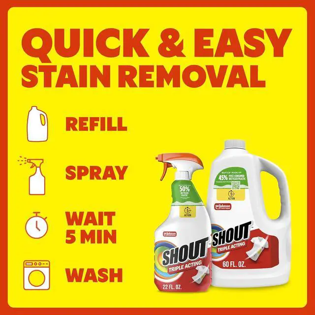 Alt view image 7 of 7 - Shout Triple-Acting Laundry Stain Remover for Everyday Stains Liquid Refill, 60 Fl Oz