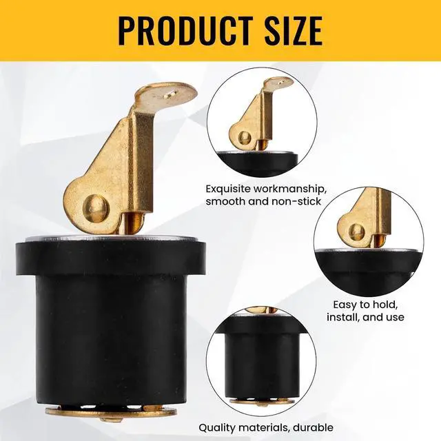 Alt view image 4 of 7 - 2pcs Brass Boat Drain Plugs for Marine Kayak Yacht Fishing | 7/8 Inch Deck and Baitwell Bait Well Plug with Snap Handle Livewell Live Well Drain Plug for Boating Boats Accessories