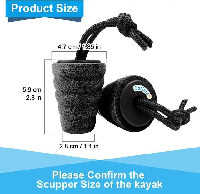 Alt view image 3 of 7 - GanFindX Kayak Scupper Plug for 1.4-1.7" Scupper Universal Drain Hole | Flexible EVA Material with Lanyard Design for Easy Installation and Secure Fit During Kayaking